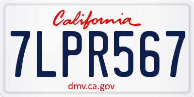 CA license plate 7LPR567