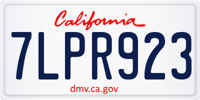 CA license plate 7LPR923