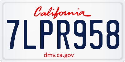 CA license plate 7LPR958