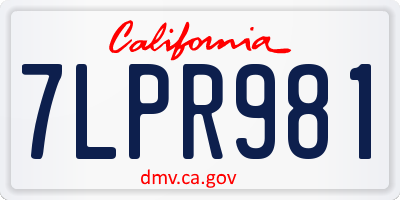 CA license plate 7LPR981