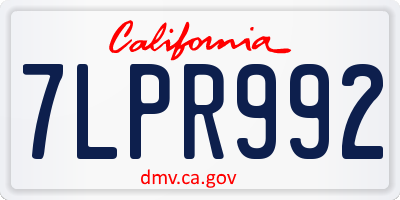 CA license plate 7LPR992