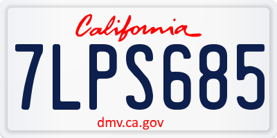 CA license plate 7LPS685