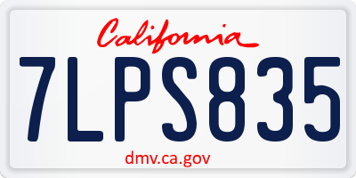 CA license plate 7LPS835