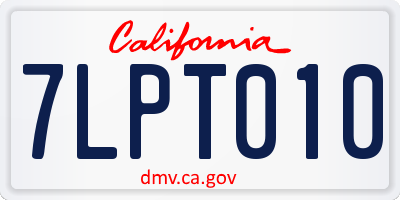 CA license plate 7LPT010
