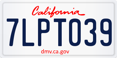 CA license plate 7LPT039