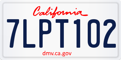 CA license plate 7LPT102
