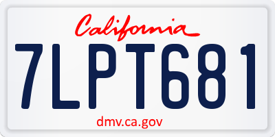 CA license plate 7LPT681