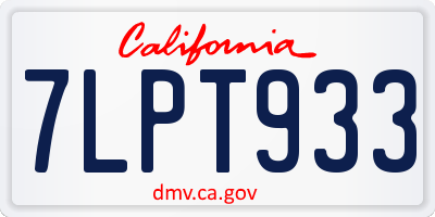 CA license plate 7LPT933