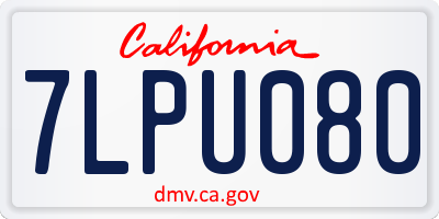 CA license plate 7LPU080