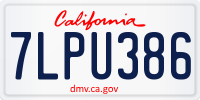 CA license plate 7LPU386