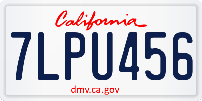 CA license plate 7LPU456