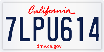 CA license plate 7LPU614