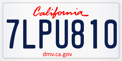CA license plate 7LPU810
