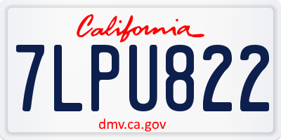 CA license plate 7LPU822