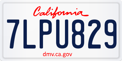 CA license plate 7LPU829
