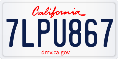 CA license plate 7LPU867