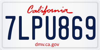 CA license plate 7LPU869