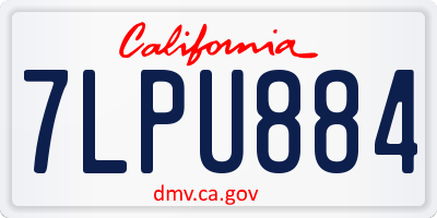 CA license plate 7LPU884