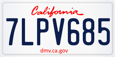 CA license plate 7LPV685
