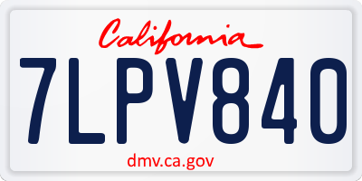 CA license plate 7LPV840