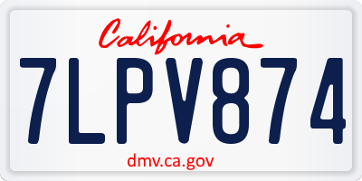 CA license plate 7LPV874