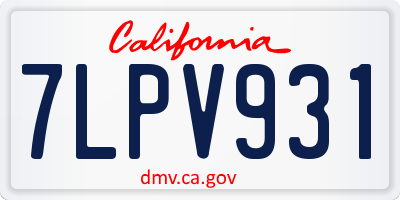 CA license plate 7LPV931