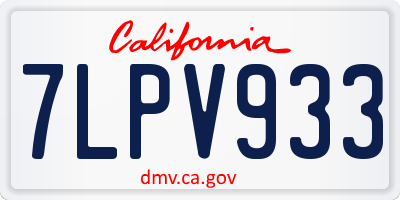 CA license plate 7LPV933