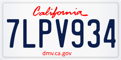 CA license plate 7LPV934