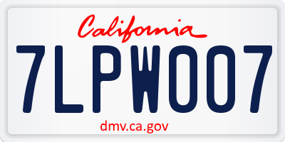 CA license plate 7LPW007