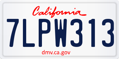 CA license plate 7LPW313