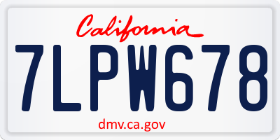 CA license plate 7LPW678
