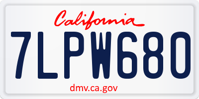 CA license plate 7LPW680