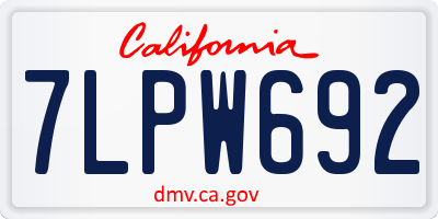 CA license plate 7LPW692