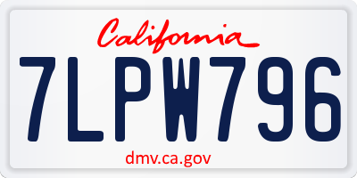 CA license plate 7LPW796