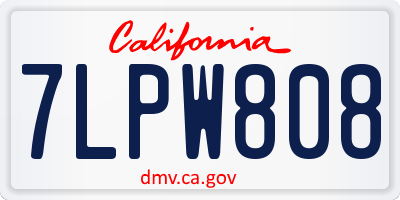 CA license plate 7LPW808