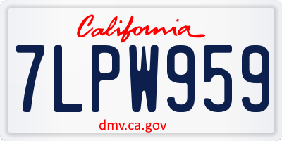 CA license plate 7LPW959