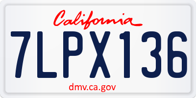 CA license plate 7LPX136