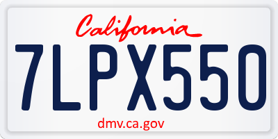 CA license plate 7LPX550