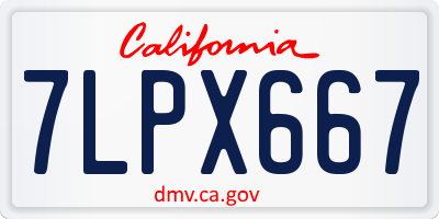 CA license plate 7LPX667