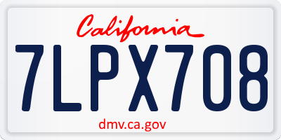 CA license plate 7LPX708