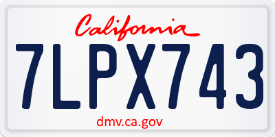 CA license plate 7LPX743