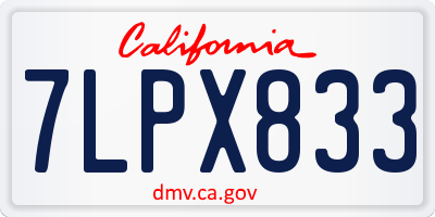 CA license plate 7LPX833