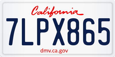 CA license plate 7LPX865