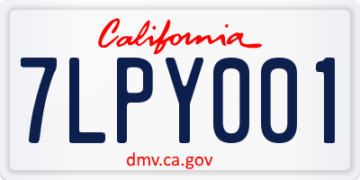 CA license plate 7LPY001
