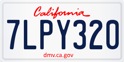 CA license plate 7LPY320