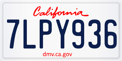 CA license plate 7LPY936