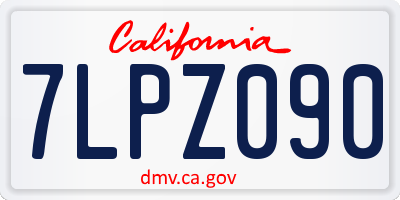 CA license plate 7LPZ090