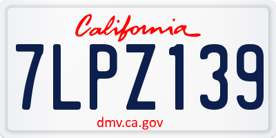 CA license plate 7LPZ139