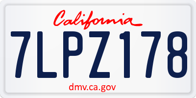 CA license plate 7LPZ178