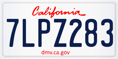 CA license plate 7LPZ283